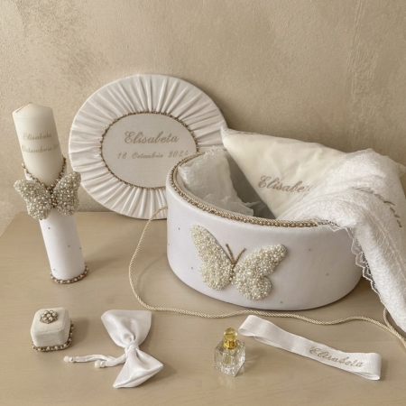 Trusouri botez Glamour - Trusou botez la cufar din catifea si lumanare Glamour