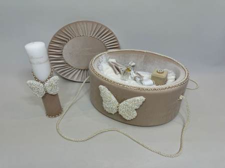 Trusou botez la cufar din catifea si lumanare Glamour [3]