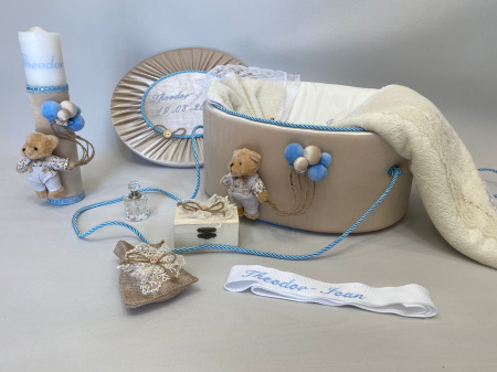 Trusouri botez Premium - Trusou botez la cufar din catifea si lumanare Premium