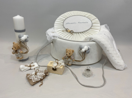 Trusou botez la cufar din catifea si lumanare Premium [3]