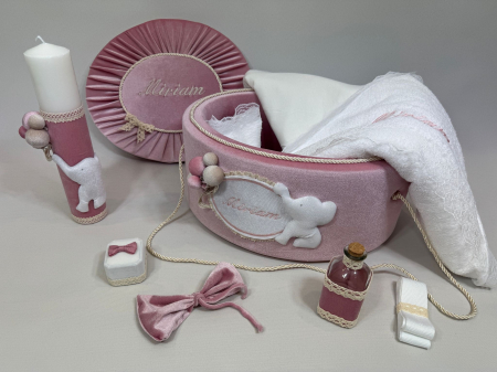 Trusou botez la cufar din catifea si lumanare Luxury [1]