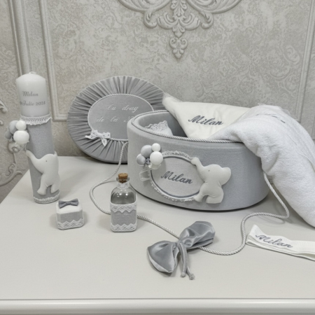 Trusouri botez Luxury - Trusou botez la cufar din catifea si lumanare  Luxury