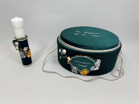 Trusou botez la cufar din catifea si lumanare Luxury [5]