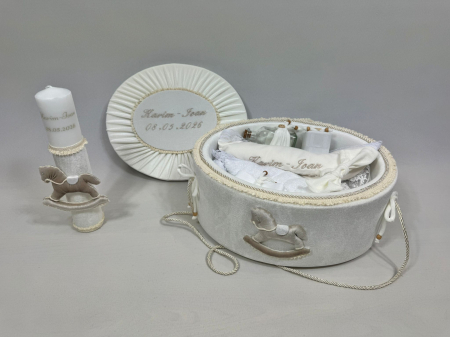 Trusou botez la cufar din catifea si lumanare Luxury [3]