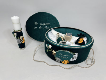 Trusou botez la cufar din catifea si lumanare Luxury [4]