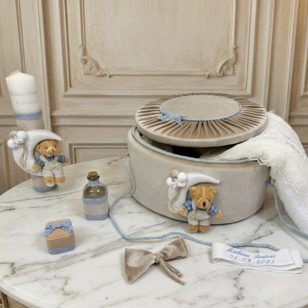 Trusouri botez Luxury - Trusou botez la cufar din catifea si lumanare Luxury