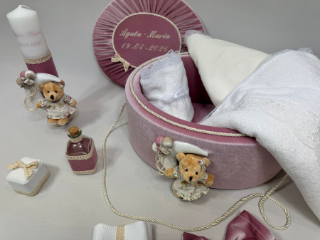 Trusou botez la cufar din catifea si lumanare Luxury [3]