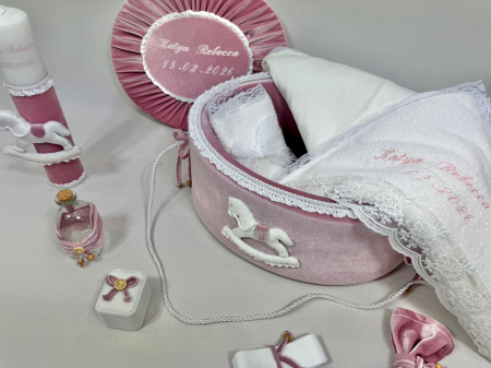 Trusou botez la cufar din catifea si lumanare Luxury [2]