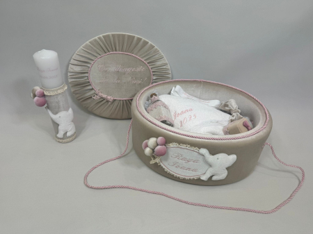 Trusou botez la cufar din catifea si lumanare Luxury [4]