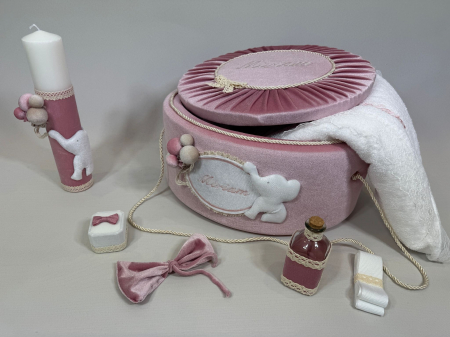 Trusou botez la cufar din catifea si lumanare Luxury [4]