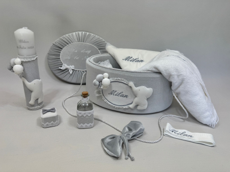 Trusouri botez Luxury - Trusou botez la cufar din catifea si lumanare  Luxury