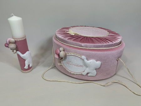 Trusou botez la cufar din catifea si lumanare Luxury [5]