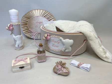 Trusouri botez Luxury - Trusou botez la cufar din catifea si lumanare Luxury