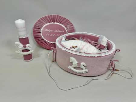 Trusou botez la cufar din catifea si lumanare Luxury [3]