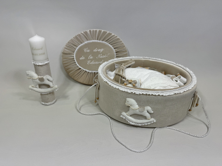 Trusou botez la cufar din catifea si lumanare Luxury [5]