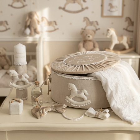 Trusouri botez Luxury - Trusou botez la cufar din catifea si lumanare Luxury