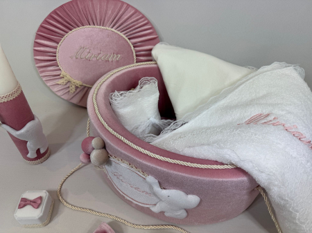 Trusou botez la cufar din catifea si lumanare Luxury [2]