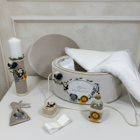 Trusouri botez Luxury - Trusou botez la cufar din catifea si lumanare Luxury