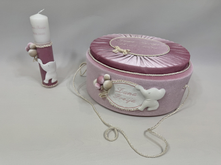 Trusou botez la cufar din catifea si lumanare Luxury [5]