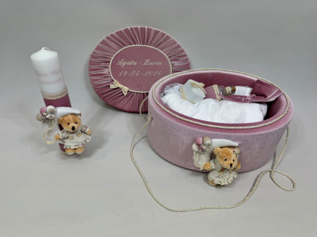 Trusou botez la cufar din catifea si lumanare Luxury [4]