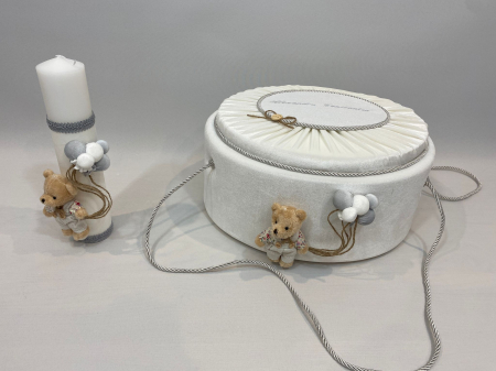 Trusou botez la cufar din catifea si lumanare Premium [4]