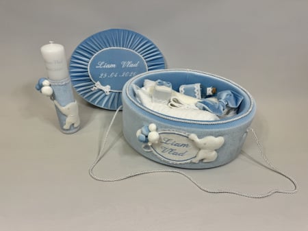 Trusou botez la cufar din catifea si lumanare Luxury [5]