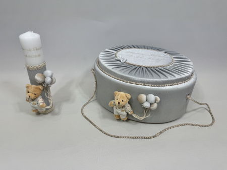 Trusou botez la cufar din catifea si lumanare Premium [5]