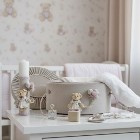 Trusouri botez Premium - Trusou botez la cufar din catifea si lumanare  Premium