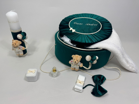 Trusou botez la cufar din catifea si lumanare  Premium [4]