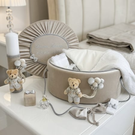 Trusouri botez Premium - Trusou botez la cufar din catifea si lumanare  Premium