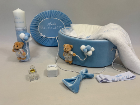 Trusouri botez Premium - Trusou botez la cufar din catifea si lumanare Premium