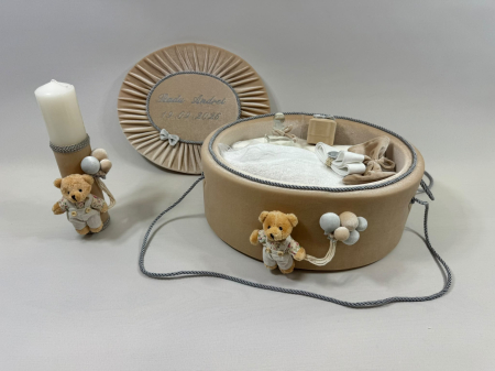 Trusou botez la cufar din catifea si lumanare  Premium [3]