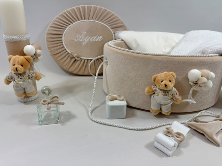 Trusou botez la cufar din catifea si lumanare Premium [1]