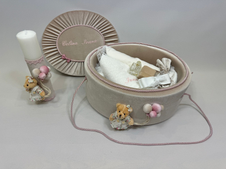 Trusou botez la cufar din catifea si lumanare  Premium [3]