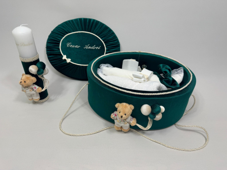 Trusou botez la cufar din catifea si lumanare  Premium [3]