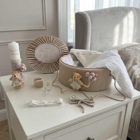 Trusouri botez Premium - Trusou botez la cufar din catifea si lumanare  Premium