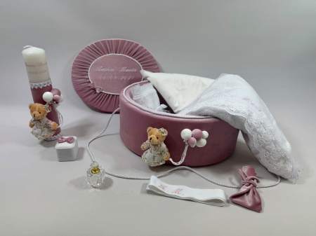 Trusou botez la cufar din catifea si lumanare Premium [1]