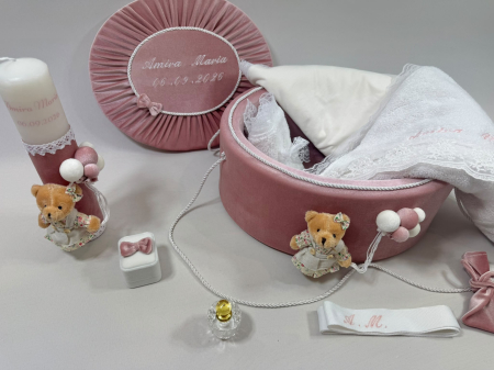 Trusou botez la cufar din catifea si lumanare Premium [2]