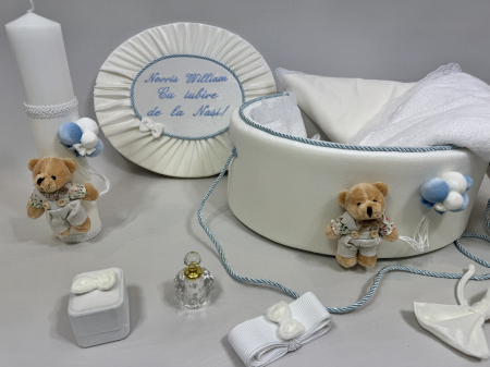 Trusou botez la cufar din catifea si lumanare Premium [2]