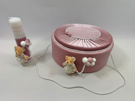 Trusou botez la cufar din catifea si lumanare Premium [4]