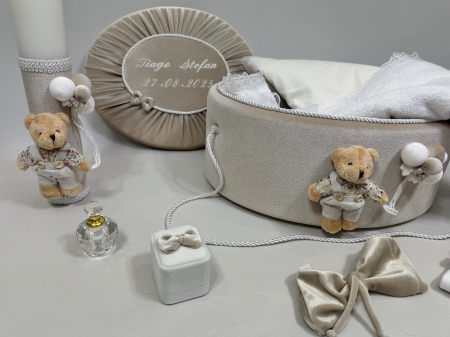 Trusou botez la cufar din catifea si lumanare Premium [4]