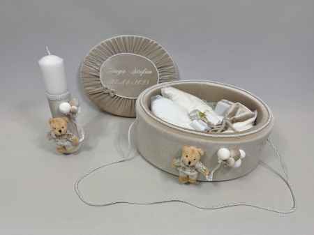 Trusou botez la cufar din catifea si lumanare Premium [2]