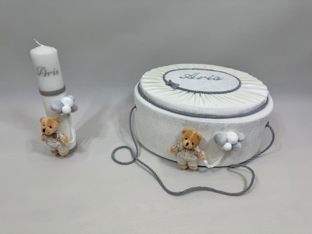 Trusou botez la cufar din catifea si lumanare Premium [5]