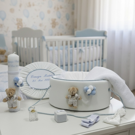 Trusouri botez Premium - Trusou botez la cufar din catifea si lumanare Premium