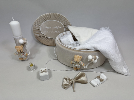 Trusou botez la cufar din catifea si lumanare Premium [3]