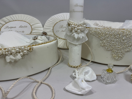 Trusouri botez Glamour - Set trusou botez cu lumanare+ Set prima baita Glamour