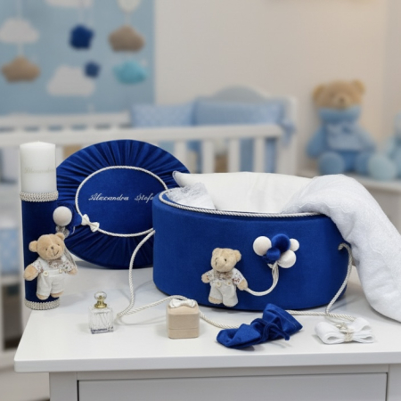 Trusouri botez Premium - Trusou botez la cufar din catifea si lumanare Premium