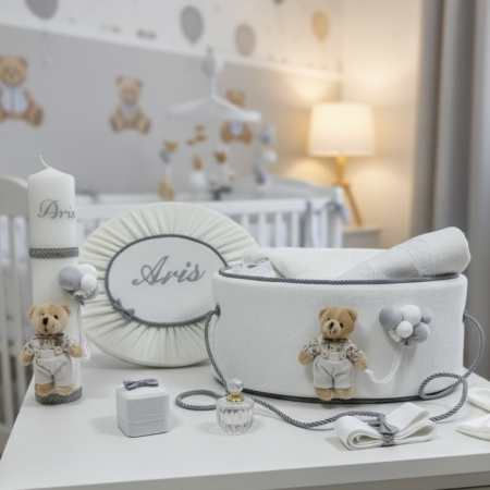 Trusouri botez Premium - Trusou botez la cufar din catifea si lumanare Premium