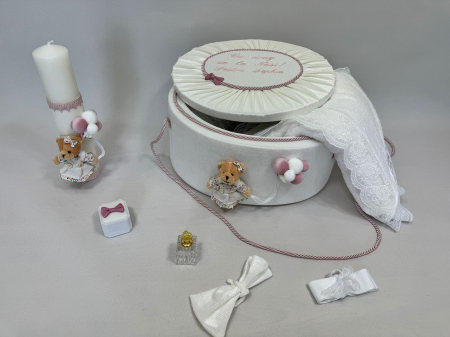 Trusou botez la cufar din catifea si lumanare Premium [4]
