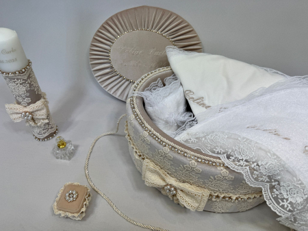 Trusou botez la cufar din catifea si lumanare Glamour [3]